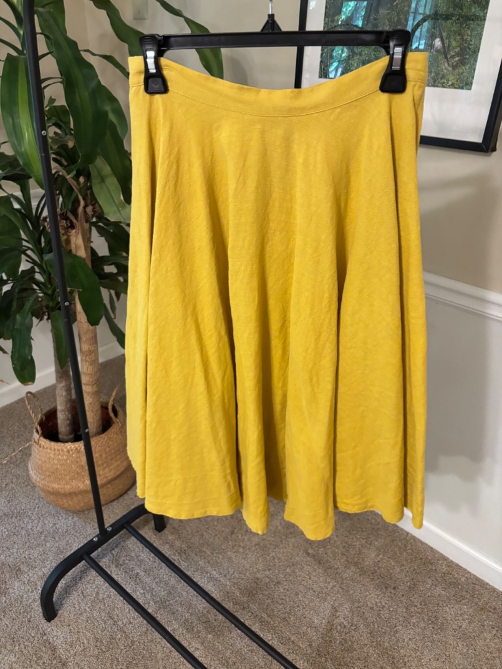 Linen Handmade Studio 100% Linen Yellow Full Circle Skirt, EUC, Size 6 - Picture 3 of 7